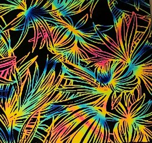 90 Pre Made Etched Pattern #183 Banana Leaf, Twizzle G-Magenta CBS Dichroic on Thin Black Glass