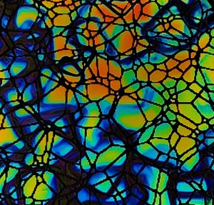 90 Pre Made Etched Pattern #185 Spidy's Net, Hot Lava CBS Dichroic on Thin Black Glass