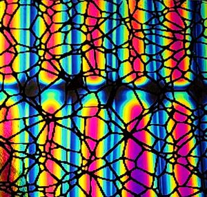90 Pre Made Etched Pattern #185 Spidy's Net, RBA G-Magenta Blue CBS Dichroic on Thin Black Glass