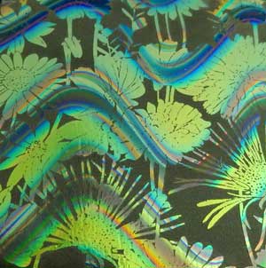 90 Pre Made Etched Pattern #168 Flower Garden 1, Twizzle Mixture Dichroic on Thin Black Glass