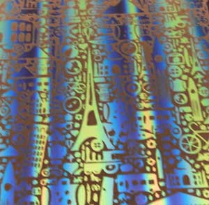 90 Pre Made Etched Pattern #191 Europe, RBB Salmon CBS Dichroic on Thin Clear Glass