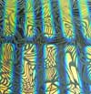 90 Pre Made Etched Pattern #193 Psychedelic, RBA Cyan Red Dichroic on Thin Clear Glass