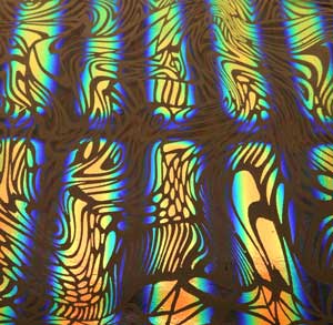 90 Pre Made Etched Pattern #193 Psychedelic, RBA Salmon CBS Dichroic on Thin Clear Glass