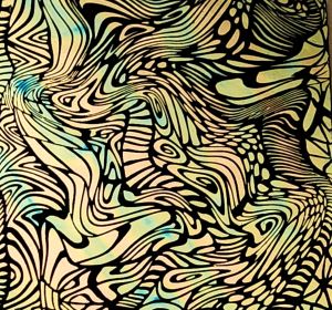 90 Pre Made Etched Pattern #193 Psychedelic, Voltage Salmon CBS Dichroic on Thin Black Glass