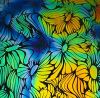 90 Pre Made Etched Pattern #194 Tripin' Sunflowers, Hot Lava Dichroic on Thin Black Glass
