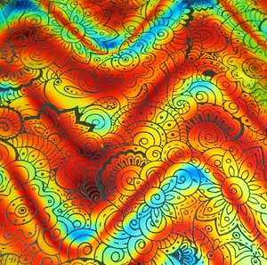 90 Pre Made Etched Pattern #173 Henna Lace, Twizzle Candy CBS Dichroic on Thin Black Glass