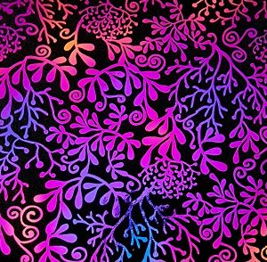 90 Pre Made Etched Pattern #198 Seaweed #1, Aurora Borealis G-Magenta Blue CBS Dichroic on Thin Black Glass