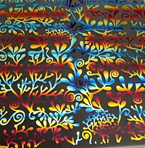 90 Pre Made Etched Pattern #198 Seaweed #1, RBA Candy CBS Dichroic on Thin Clear Glass