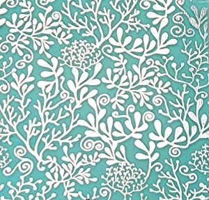 90 Pre Made Etched Pattern #198 Seaweed, R-Silver CBS Dichroic on Bullseye Lt. Aqua Thin Glass.