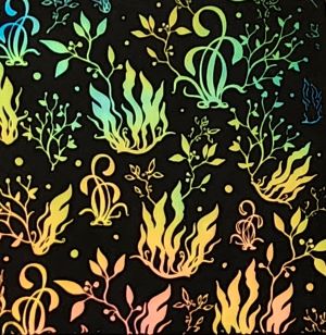 90 Pre Made Etched Pattern #199 Seaweed #2, Aurora Borealis Mixture CBS Dichroic on Thin Black Glass