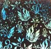 90 Pre Made Etched Pattern #199 Seaweed #2, Aurora Borealis Blue Gold Dichroic on Thin Black Glass