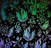 90 Pre Made Etched Pattern #199 Seaweed #2, Mixture Dichroic on Thin Black Glass