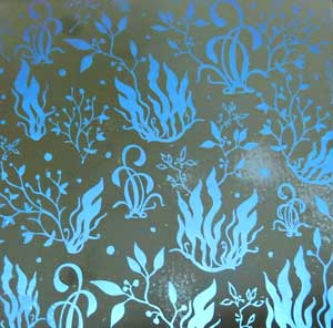 90 Pre Made Etched Pattern #199 Seaweed #2, Y-Blue Dichroic on Thin Clear Glass