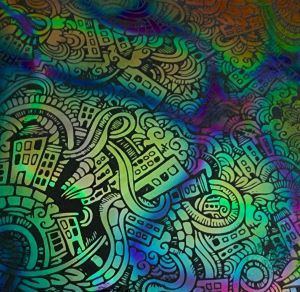 90 Pre Made Etched Pattern #200 Twisty Town, Reptilian CBS Dichroic on Thin Black Glass