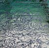 90 Pre Made Etched Pattern #201 Tsunami, R Silver Blue Dichroic  on Thin Black Glass