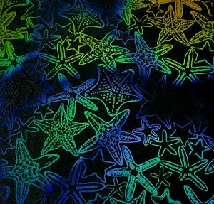 90 Pre Made Etched Pattern #202 Starfish, Cool Lava CBS Dichroic on Thin Black Glass