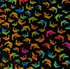 90 Pre Made Etched Pattern #203 Dolphins, Aurora Borealis G-Magenta CBS Dichroic on Thin Black Glass