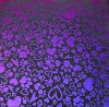 90 Pre Made Etched Pattern #204 Hearts & Paws, Crinklized Purple CBS Dichroic on Thin Clear Glass
