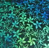 90 Pre Made Etched Pattern #207 Pointed Plumeria , Aurora Borealis Blue Gold Dichroic on Black Glass