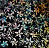 90 Pre Made Etched Pattern #207 Pointed Plumeria , Fusion Mixture Dichroic on Black Glass