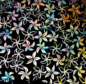 90 Pre Made Etched Pattern #207 Pointed Plumeria , Fusion Mixture CBS Dichroic on Black Glass