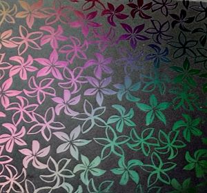 90 Pre Made Etched Pattern #207 Pointed Plumeria , Mixture CBS Dichroic on Thin Clear Wissmach Glass