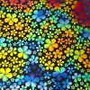 90 Pre Made Etched Pattern #208 Small Round Plumeria, Cool Lava CBS Dichroic on Thin Clear Glass