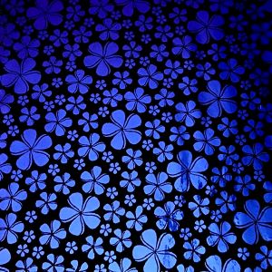 90 Pre Made Etched Pattern #208 Small Round Plumeria, Crinkle Purple (Red Violet) CBS Dichroic on Thin Black Glass