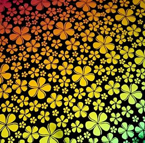 90 Pre Made Etched Pattern #208 Small Round Plumeria, RB2 CBS Dichroic on Thin Black  Glass