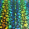 90 Pre Made Etched Pattern #209 Sea Creatures, RBB Cyan Dark Red Dichroic on Black Glass