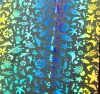 90 Pre Made Etched Pattern #209 Sea Creatures, RBD Cyan Red Dichroic on Black Glass