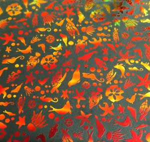 90 Pre Made Etched Pattern #209 Sea Creatures, Voltage Candy CBS Dichroic on Black Glass