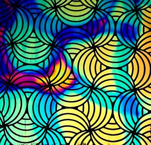 90 Pre Made Etched Pattern #211 Twirler, Cool Lava CBS Dichroic on Thin Black Glass
