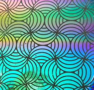 90 Pre Made Etched Pattern #211 Twirler, Sunset Blend Dichroic on Thin Black Glass
