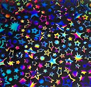 90 Pre Made Etched Pattern #217 Dancing Stars, Fusion G-Magenta Blue CBS Dichroic on Clear Glass