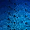 90 Pre Made Etched Pattern #218 Silk Wave, P-Teal CBS Dichroic on Thin Black Glass