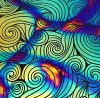 90 Pre Made Etched Pattern #219 Relaxed Curl, Cool Lava CBS Dichroic on Thin Black Glass