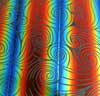 90 Pre Made Etched Pattern #219 Relaxed Curl, RBB Candy CBS Dichroic on Thin Black Glass
