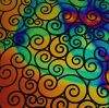 90 Pre Made Etched Pattern #220 "S" Curl, Cool Lava CBS Dichroic on Thin Black Glass
