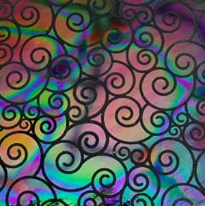 90 Pre Made Etched Pattern #220 "S" Curl, Corkscrew CBS Dichroic on Thin Black Glass