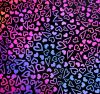 90 Pre Made Etched Pattern #222 Dancing Hearts, Aurora Borealis G-Magenta Blue CBS Dichroic on Thin Black Glass