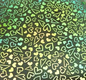 90 Pre Made Etched Pattern #222 Dancing Hearts, Aurora Borealis Salmon Dichroic on Thin Clear Glass
