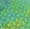 90 Pre Made Etched Pattern #223 Swirling Net, Aurora Borealis Cyan Copper  Dichroic on Vintage Uroboros FX Thin Clear Glass