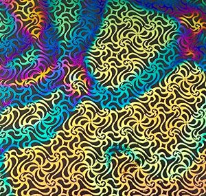 90 Pre Made Etched Pattern #223 Swirling Net, Cool Lava CBS Dichroic on Thin Clear Glass