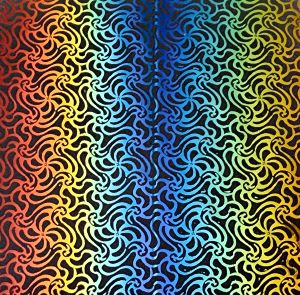 90 Pre Made Etched Pattern #223 Swirling Net, RBC Candy CBS Dichroic on Thin Clear Glass