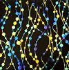 90 Pre Made Etched Pattern #225 Mardi Beads, Aurora Borealis Cyan Copper CBS Dichroic on Thin Clear Glass