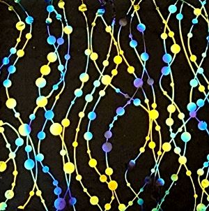 90 Pre Made Etched Pattern #225 Mardi Beads, Aurora Borealis Cyan Copper CBS Dichroic on Thin Clear Glass
