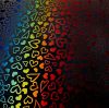 90 Pre Made Etched Pattern #222 Dancing Hearts, RBD Candy CBS Dichroic on Vintage FX Thin Clear Glass