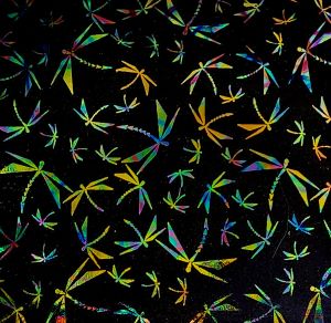 90 Pre Made Etched Pattern #100 Origami Dragonflies, Fusion Mixture #1, CBS Dichroic on Thin Black Glass