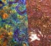 90 Fusion Cyan Red CBS Dichroic on Violet Florentine Thin Glass